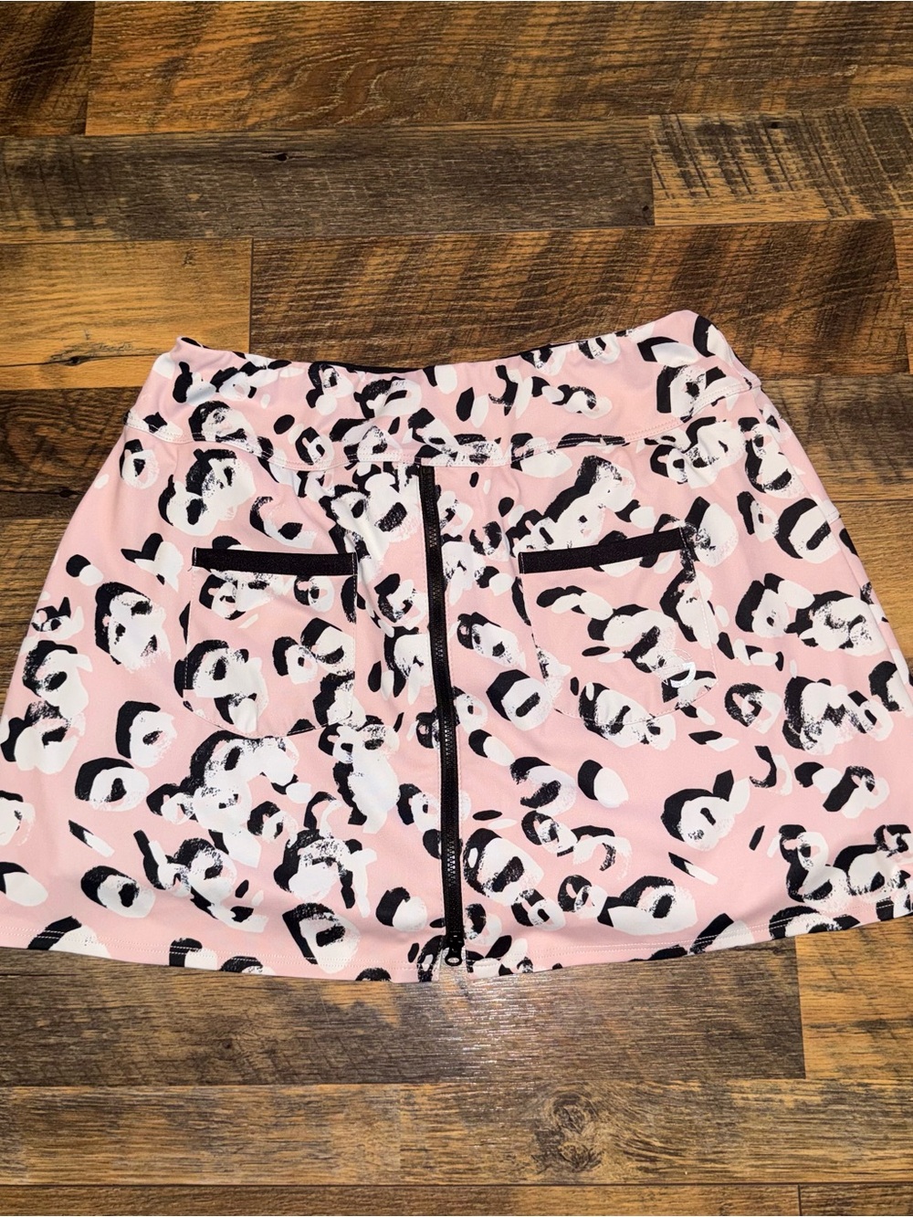 Pink Leopard Print Skort with Front Zip